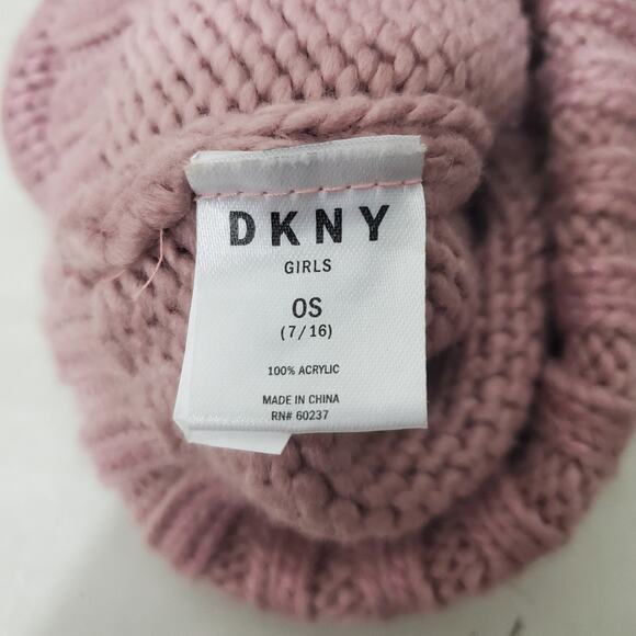 DKNY | Girl's Shimmer Pink Knit Foldover Hat - Picture 5 of 6